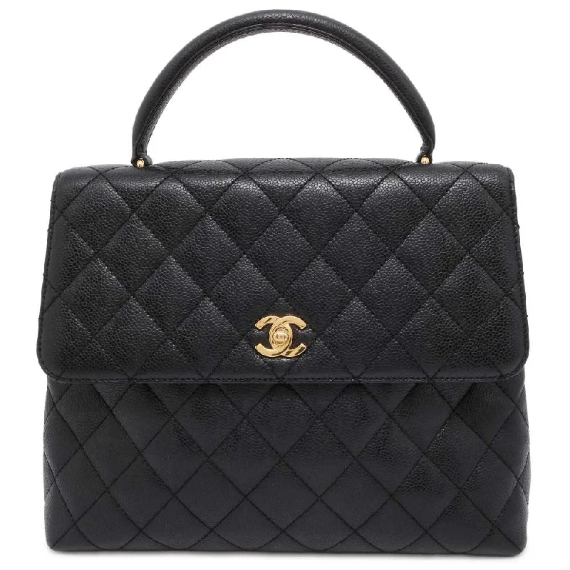 Chanel Small Crossbody Bag for TravelCHANEL Matelasse top handle bag Black A12397 Caviar Leather