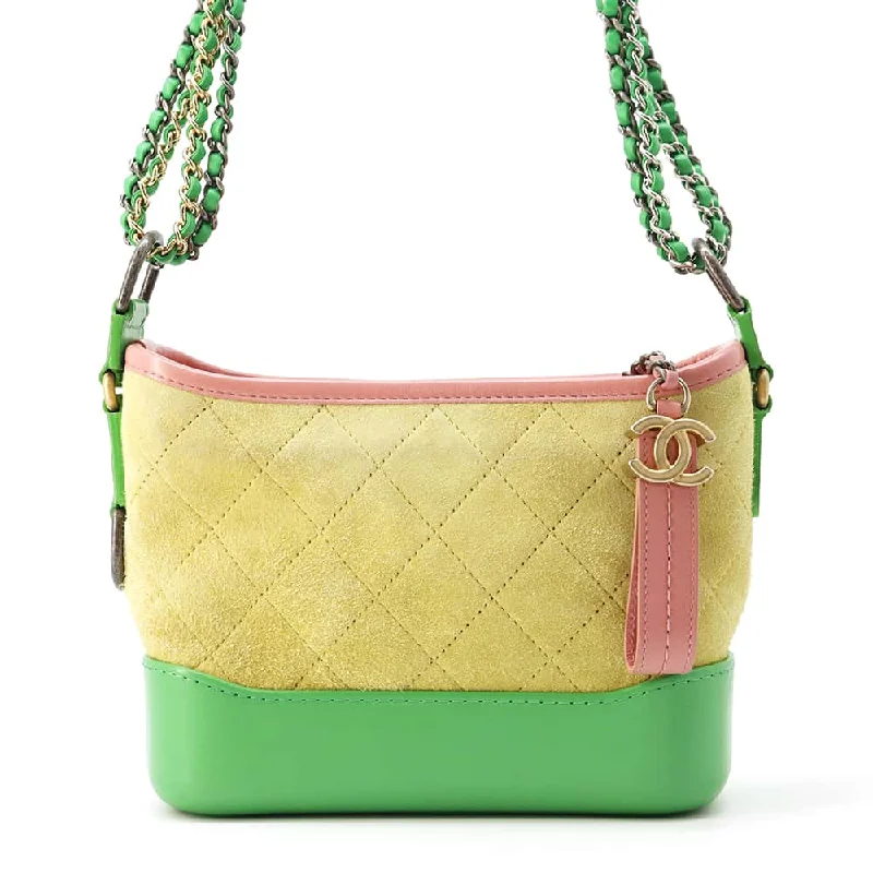 Chanel Vintage Inspired Handbag for Retro LoversCHANEL Gabriel ChainShoulder Bag Yellow/Green/Pink A91810 Suede leather