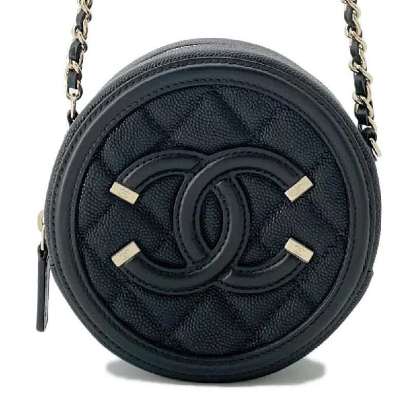 Chanel Limited Edition Handbag for CollectorsCHANEL CCFiligree Round ChainShoulder Bag Black AP0365 Caviar Leather