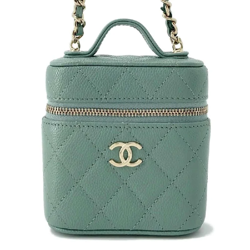 Chanel Lightweight Handbag for Daily ErrandsCHANEL Small Vanity Shoulder Bag Green AP2503 Caviar Leather