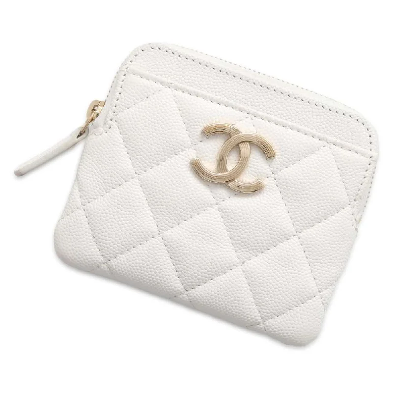 Chanel Handbag with Adjustable Strap for ComfortCHANEL Matelasse Coin Card Case White AP3138 Caviar Leather