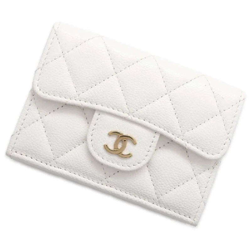 Chanel Quilted Leather Shoulder Bag for FashionistasCHANEL Matelasse Classic Small Flap Wallet White AP0230 Caviar Leather