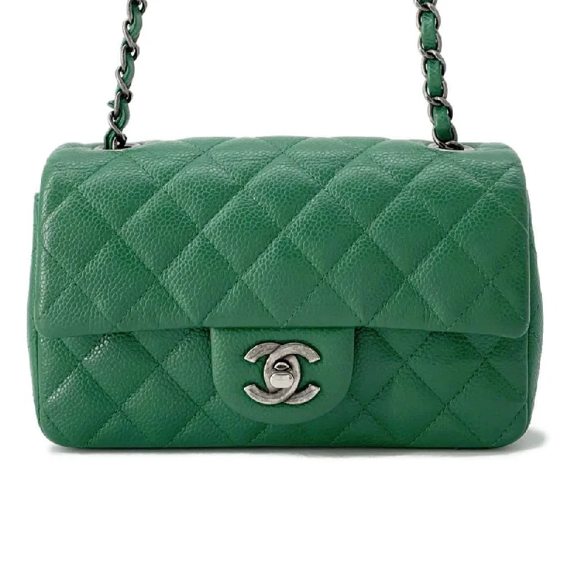 Chanel Chain Strap Handbag for Everyday UseCHANEL Matelasse ChainShoulder Bag Green A69900 Caviar Leather Size 20