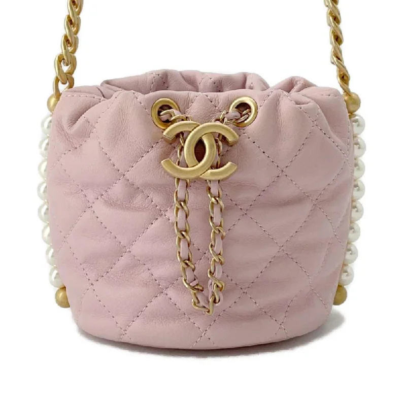 Chanel Quilted Leather Shoulder Bag for FashionistasCHANEL Pearl ChainShoulder Bag Pink AS2529 Leather