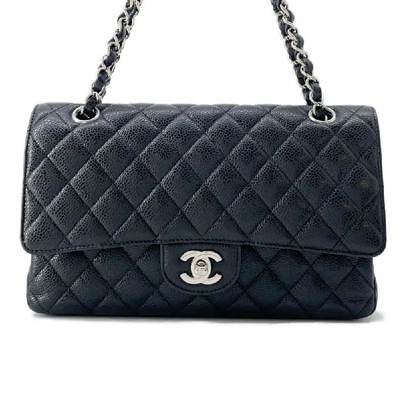 Chanel Limited Edition Handbag for CollectorsCHANEL Matelasse W Flap ChainShoulder Bag Black A01112 Caviar Leather Size 25