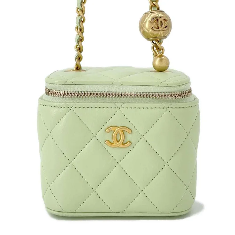 Chanel Vintage Inspired Handbag for Retro LoversCHANEL Matelasse Cocoball ChainShoulder Small Vanity Bag Light Green AP1447 Lambskin Size Small