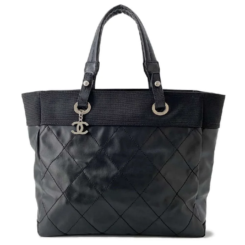 Chanel Quilted Leather Shoulder Bag for FashionistasCHANEL Paris-Biarritz Tote Bag Black A34209 Leather Canvas Size MM