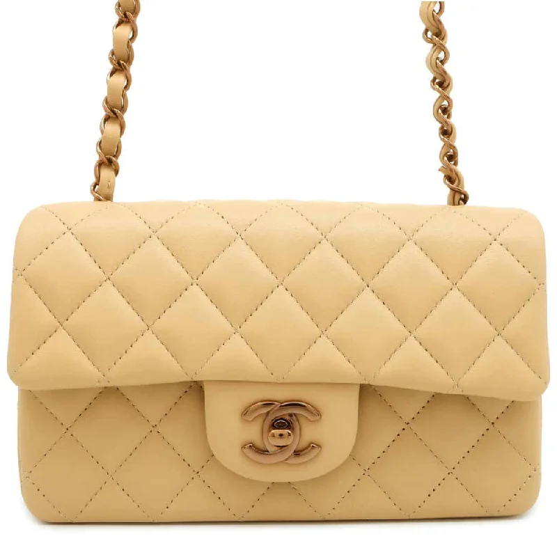 Chanel All - Match Handbag for Versatile StylingCHANEL Mini Matelasse ChainShoulder Bag Beige A69900 Lambskin