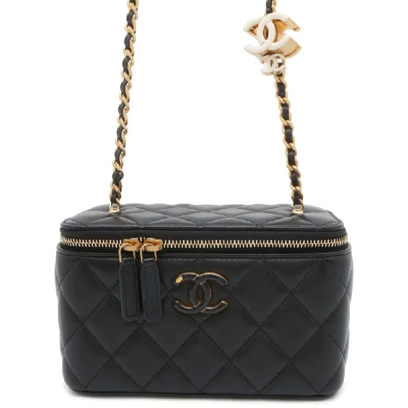 Chanel Luxury Handbag for High - End EventsCHANEL Chain Vanity Black AP3940 Lambskin