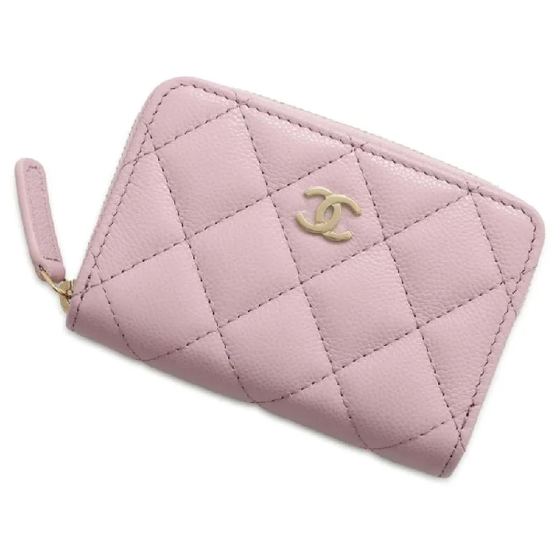 Chanel Small Crossbody Bag for TravelCHANEL Matelasse Classic Zip Coin Purse Pink AP0216 Caviar Leather