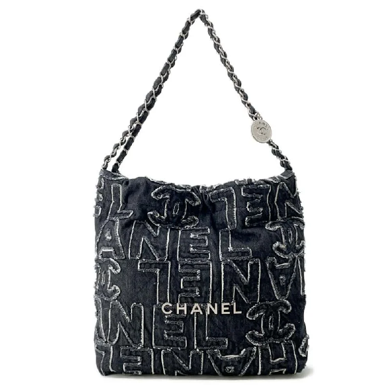 Chanel Classic Flap Bag for Evening PartyCHANEL CHANEL 22 logo ChainHandbag Black AS3260 Denim Size Small