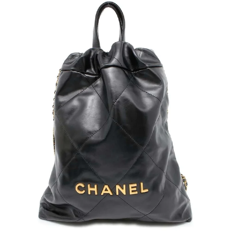 Chanel Small Crossbody Bag for TravelCHANEL CHANEL 22 Backpack Black AS3859 Shiny Calf Leather