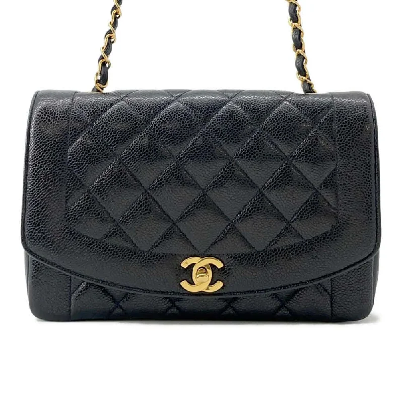 Chanel Black Handbag for Business MeetingsCHANEL Diana Single Flap ChainShoulder Bag Black A01165 Caviar Leather Size 25