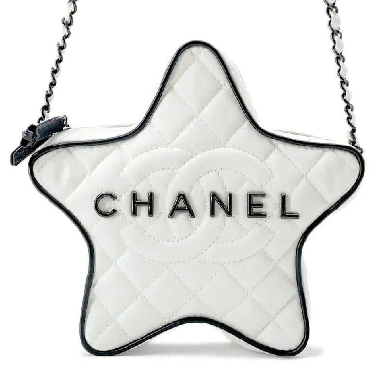 Chanel Designer Handbag with Unique DesignCHANEL Star ChainShoulder Bag White AS4579 Satin