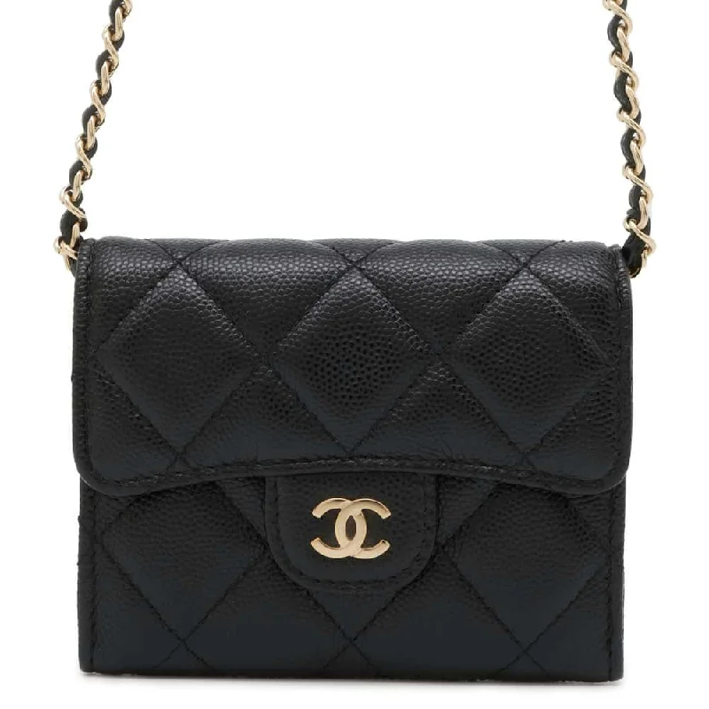 Chanel Medium Tote Bag for Office LadiesCHANEL Matelasse ChainShoulder Card Case Black AP0238 Caviar Leather