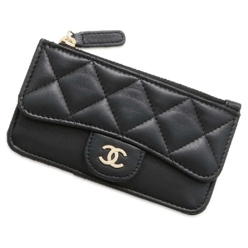 Chanel Designer Handbag with Unique DesignCHANEL Matelasse Classic Zip Fragment Case Black AP2570 Lambskin