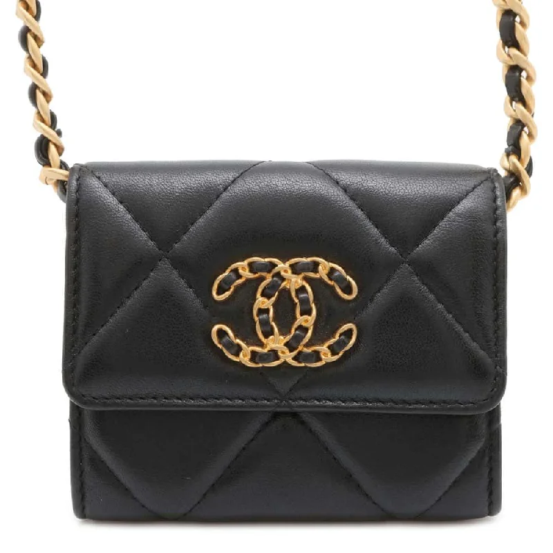 Chanel Chain Strap Handbag for Everyday UseCHANEL CHANEL19 ChainShoulder Card Case Black AP2409 Lambskin