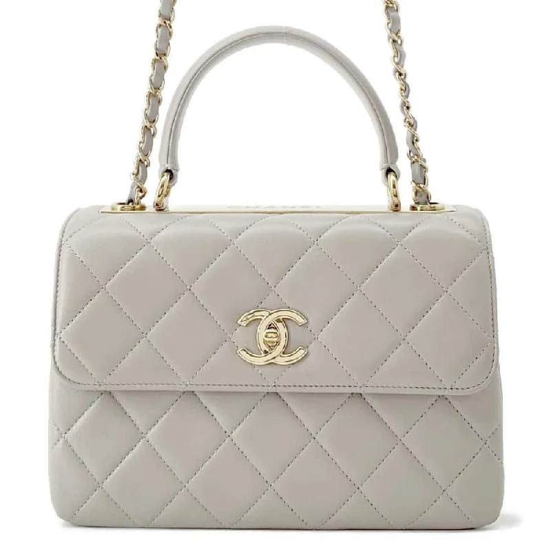 Chanel New Arrival Handbag with Gold HardwareCHANEL Top handle flap Bag Gray A92236 Lambskin