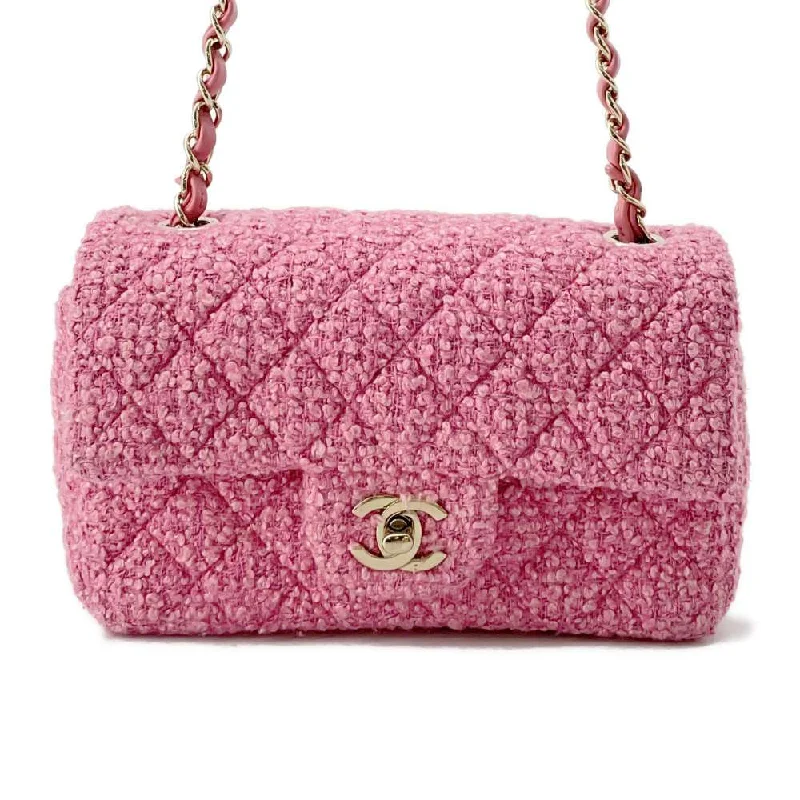 Chanel Limited Edition Handbag for CollectorsCHANEL Mini Matelasse ChainShoulder Bag Pink A69900 Tweed