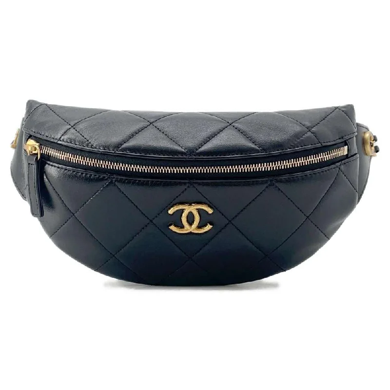 Chanel Lightweight Handbag for Daily ErrandsCHANEL Matelasse Waist Bag Crossbody Bag Black AS4860 Lambskin Enamel