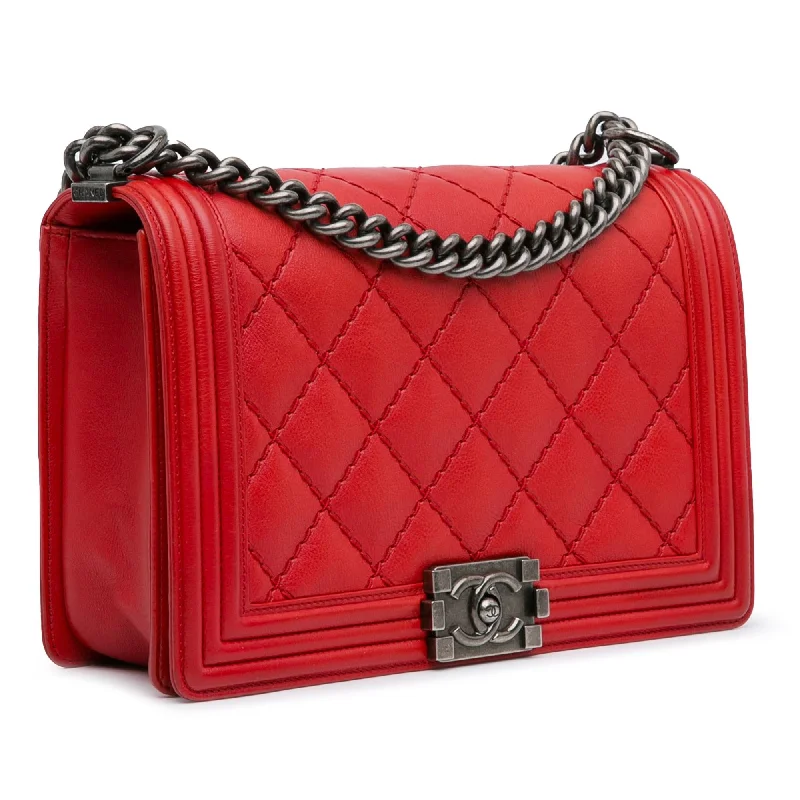 Chanel Designer Handbag with Unique DesignChanel Medium Lambskin Double Stitch Boy Flap (HDDAJQ)