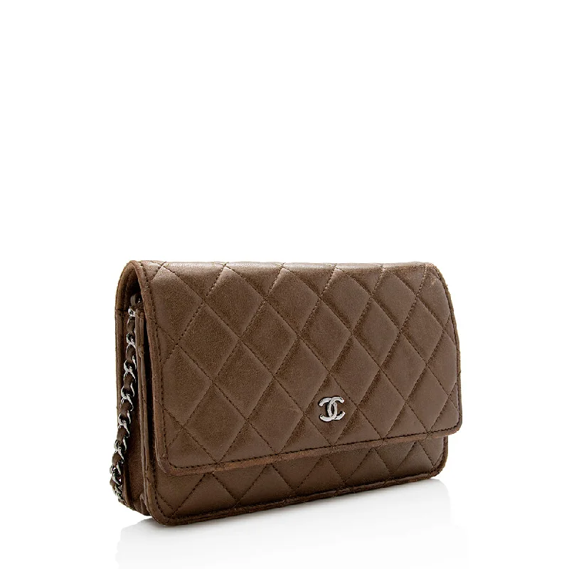 Chanel Small Crossbody Bag for TravelChanel Metallic Lambskin Classic Wallet on Chain Bag (16324)