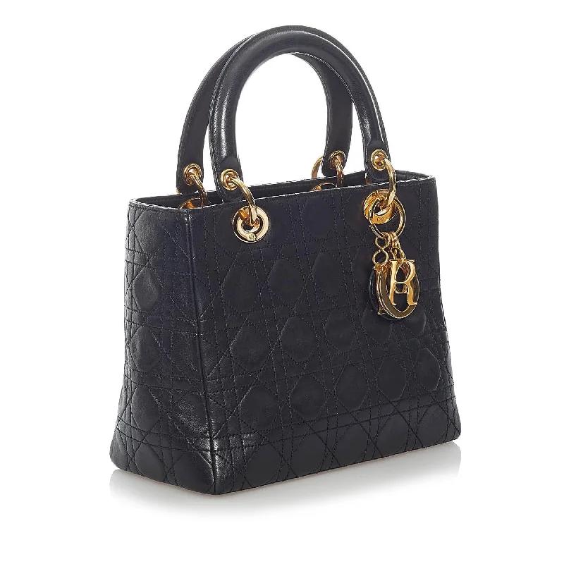 Christian Dior handbags with a snap - button closure and a decorative buckleDior Cannage Lady Dior Lambskin Leather Handbag (31012)