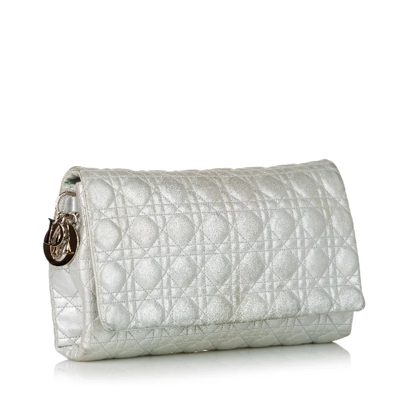 Christian Dior handbags with a snap - button closure and a decorative buckleDior Cannage Leather Clutch Bag (30477)