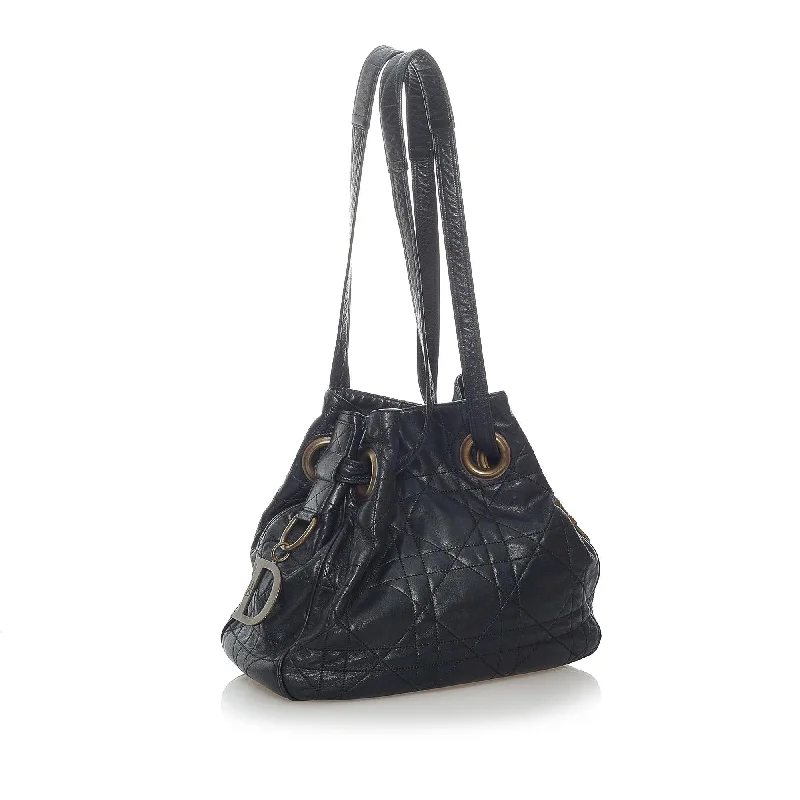 Contemporary Christian Dior handbags with a unique shapeDior Cannage Leather Drawstring Tote Bag (31356)