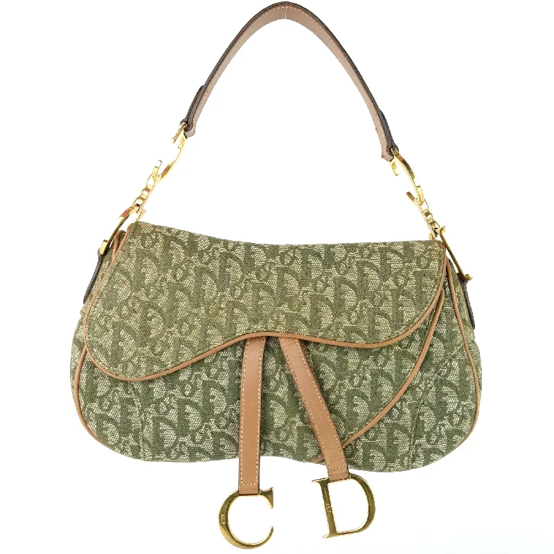 Christian Dior tote bags with a double - handle and shoulder - strap optionDouble Saddle Diorissimo Canvas Bag