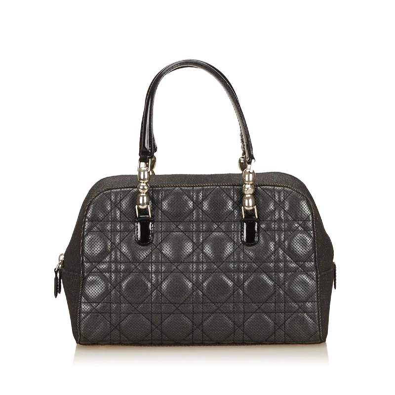 Contemporary Christian Dior handbags with a unique shapePerforated Cannage Quilt Leather and Canvas Bag