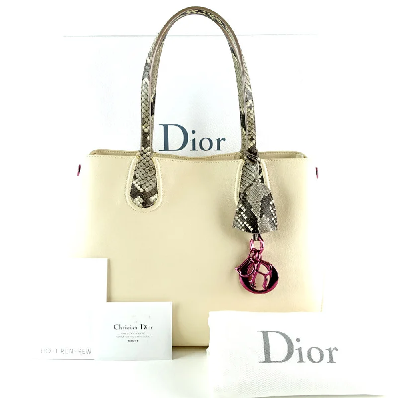 Christian Dior bags with a quilted pattern and gold - toned hardwareAddict Calf Leather Python Handles Shopping Tote Bag