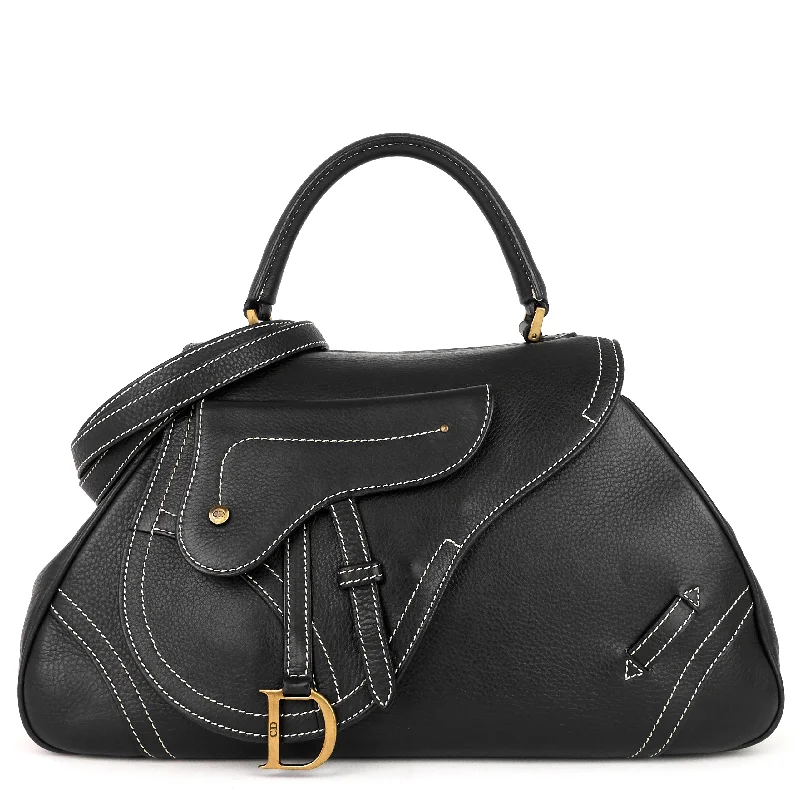 Christian Dior bags with a zip - top closure and multiple compartmentsStitched Leather Saddle Handbag