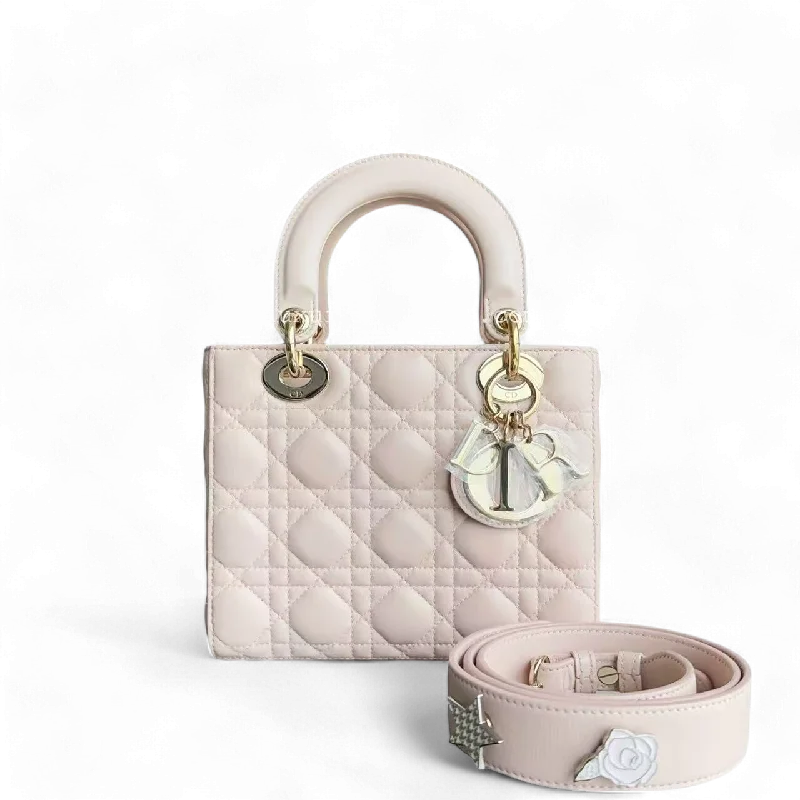 Christian Dior backpacks with a sleek, minimalist silhouetteDior Lady Small - Cannage Lambskin Light Blush Pink Gold Hardware