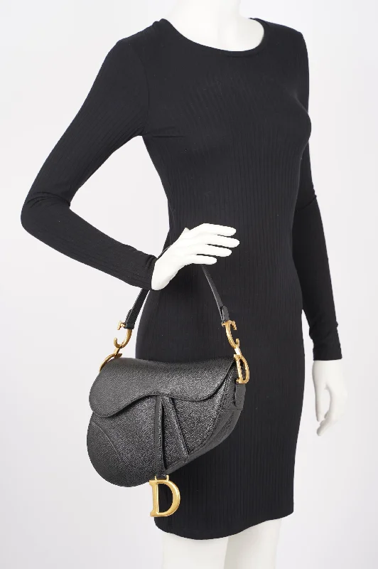 Contemporary Christian Dior handbags with a unique shapeChristian Dior Womens Saddle Bag Black Leather