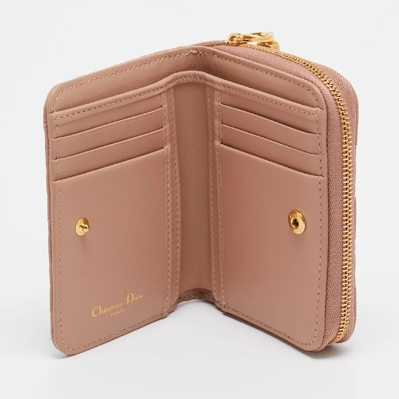 Trendsetting Christian Dior crossbody bags with a colorful strapDIOR Beige Cannage Leather Caro Zip Compact Wallet