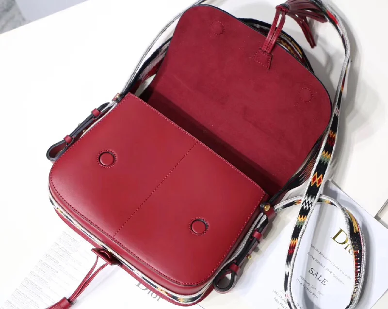 Christian Dior handbags with a removable shoulder strap for versatilityChristian Diorodeo Flap Bag In Red Calfskin