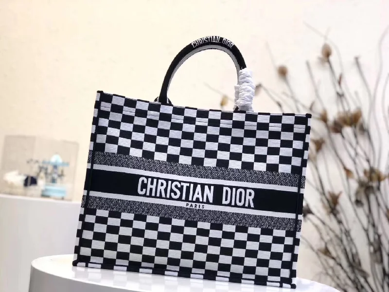 Christian Dior crossbody bags with a front - flap pocket for easy accessDior Embroidered Book Tote In Checkered Canvas