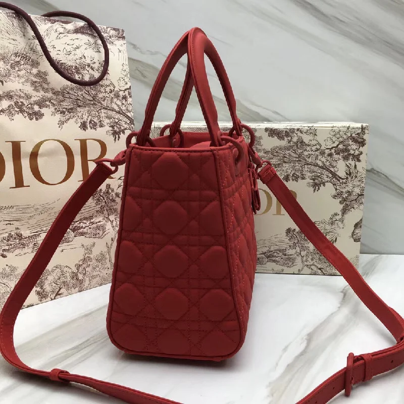 Christian Dior tote bags with a double - handle and shoulder - strap optionDior Medium Lady Dior Bag In Cherry Ultra Matte Calfskin