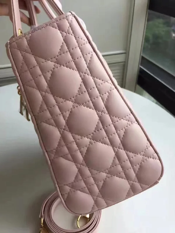 Christian Dior handbags with a back - pocket for quick storageDior Medium Lady Dior Bag In Pink Lambskin