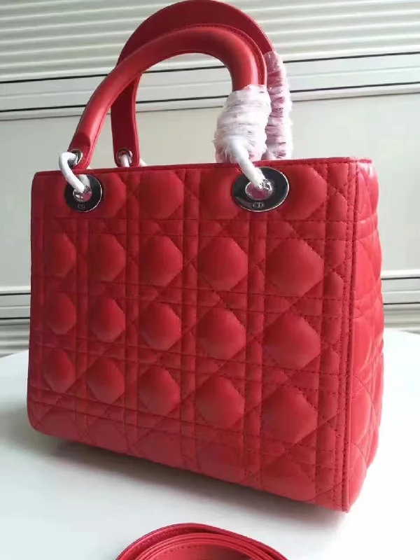 Christian Dior bags with a zip - top closure and multiple compartmentsDior Medium Lady Dior Bag In Red Lambskin