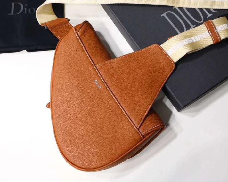 Christian Dior tote bags with a double - handle and shoulder - strap optionDior Men's Saddle Belt Bag In Brown Grained Calfskin