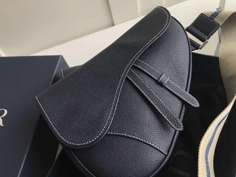 Christian Dior crossbody bags with a front - flap pocket for easy accessDior Men's Saddle Belt Bag In Navy Grained Calfskin