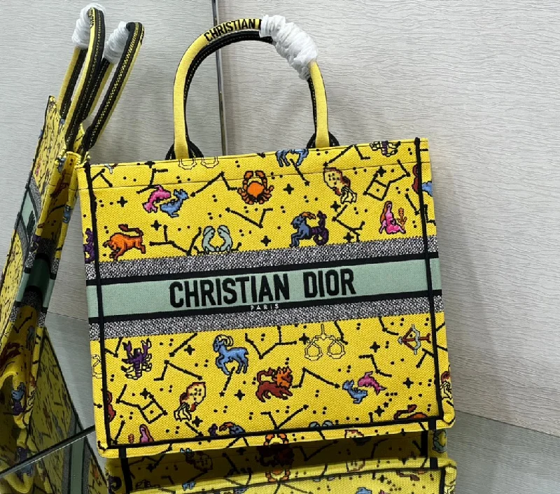 Christian Dior tote bags with a printed Dior logo on the frontChristian Dior Book Tote Bag